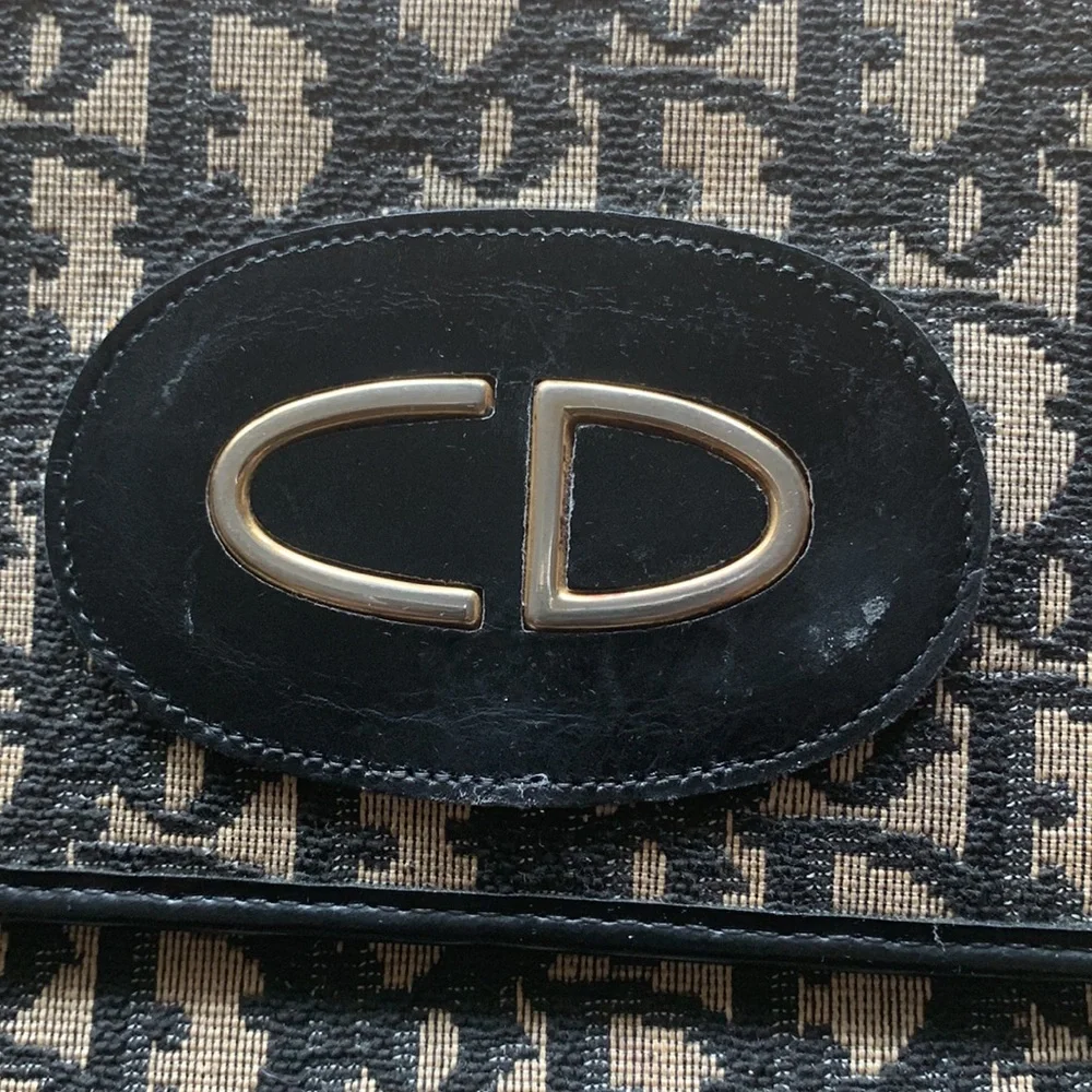 Vintage Christian Dior Trotter Canvas Leather Trim Shoulder Bag. Made in France - Picture 2 of 8